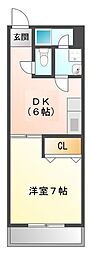 メゾン城西 1DKの間取図画像