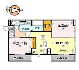 エムフルージュ 2LDKの間取図画像