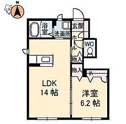 花ぽーとE 1LDKの間取図画像