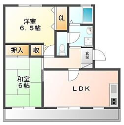 ハイツ森3 2LDKの間取図画像