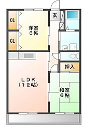 第二春日ハイツ 2LDKの間取図画像