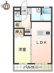 イオンハイツ 1LDKの間取図画像