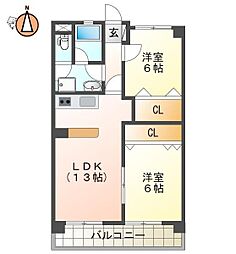 フェリーチェレジデンツァ 2LDKの間取図画像