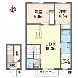 シャーメゾン・ピアクラヴィエD 2LDKの間取図画像