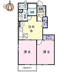 サントゥールサウス 2DKの間取図画像