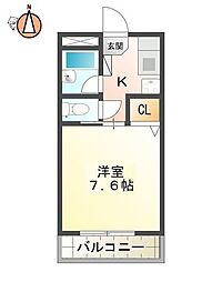 アメニティ・ロード 1Kの間取図画像