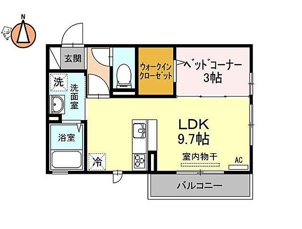 徳島県徳島市南佐古七番町(賃貸アパート1LDK・1階・33.51㎡)の写真 その2