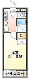シャトル沖浜 1Kの間取図画像