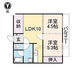 第2森野ビル 502 5階2DKの間取り