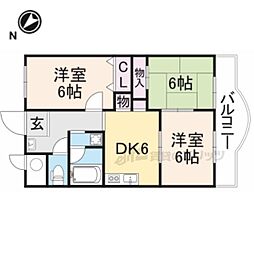 JR東海道・山陽本線 南彦根駅 徒歩9分の賃貸マンション 3階3DKの間取り