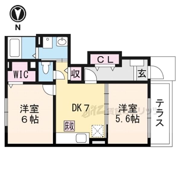 滋賀県甲賀市水口町水口(賃貸アパート2DK・1階・46.22㎡)の写真 その2