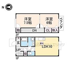 プチ・リバティ 1階2LDKの間取り