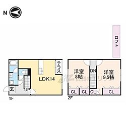 松ぼっくり 2階2LDKの間取り