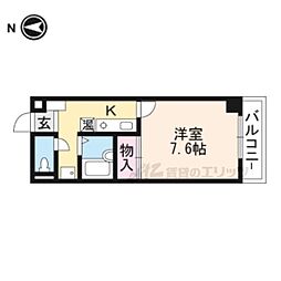 JR湖西線 新旭駅 徒歩35分の賃貸マンション 4階1Kの間取り