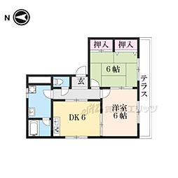 レーベンハイツ 1階2DKの間取り