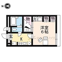 レオパレス松陽 1階1Kの間取り