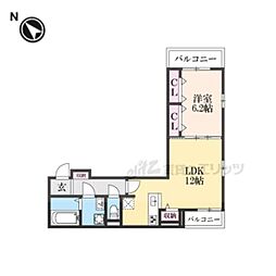 JR東海道・山陽本線 南彦根駅 3.5kmの賃貸アパート 1階1LDKの間取り