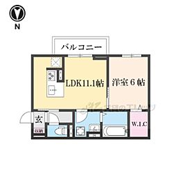 エレガンスビュー 1階1LDKの間取り