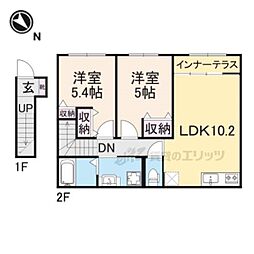 Ｖｉａ　Ｌｕｃｅ 2階2LDKの間取り