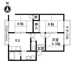 JR東海道・山陽本線 野洲駅 徒歩17分の賃貸アパート 2階3DKの間取り