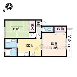 JR東海道・山陽本線 守山駅 徒歩27分の賃貸アパート 2階2DKの間取り