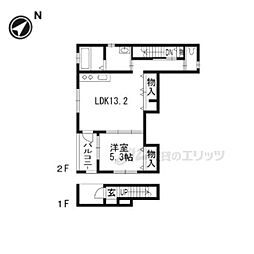 ＧＡＮＡＤＯＲ 2階1LDKの間取り