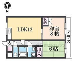 近江鉄道近江本線 彦根口駅 徒歩23分の賃貸アパート 1階2LDKの間取り
