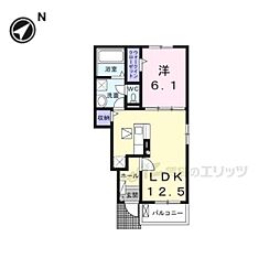 近江鉄道近江本線 八日市駅 徒歩30分の賃貸アパート 1階1LDKの間取り