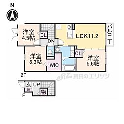 コットンハウスIII 2階3LDKの間取り