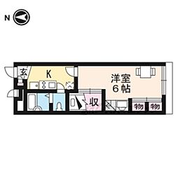 レオパレスグレース十里 1階1Kの間取り