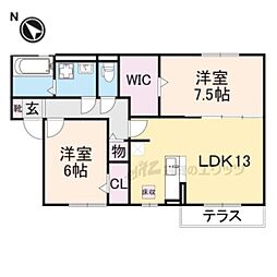 グレイスソシアキトロ 2階2LDKの間取り