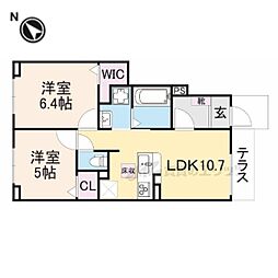 JR草津線 三雲駅 徒歩25分の賃貸アパート 1階2LDKの間取り