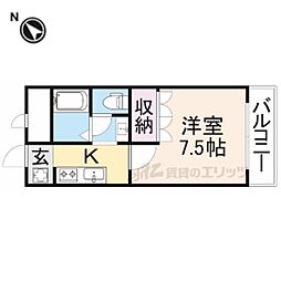 オアシスコート古沢 2階1Kの間取り