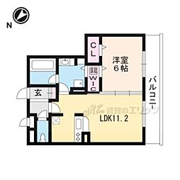 JR東海道・山陽本線 草津駅 徒歩14分の賃貸アパート 2階1LDKの間取り