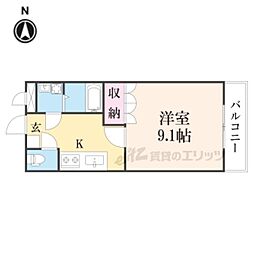 エル・アール 2階1Kの間取り