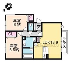 グランシャリオ 3階2LDKの間取り