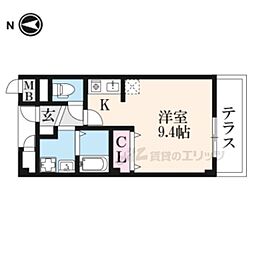 リバーレイクヒルズ 2階1Kの間取り