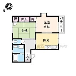 ディアスイーデン 2階2DKの間取り