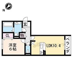 ローズパル 2階1LDKの間取り