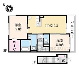 ＰｒｉｍｏＰａｓｓｏ 2階2LDKの間取り