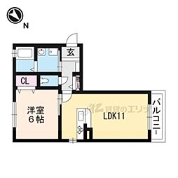 JR東海道・山陽本線 草津駅 徒歩20分の賃貸アパート 1階1LDKの間取り