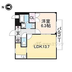 ハイツKSN 1LDKの間取図画像