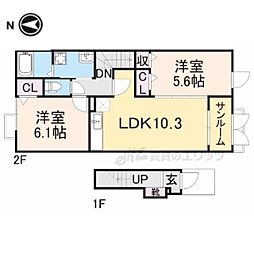 ラポール 2LDKの間取図画像