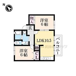 ベルコート吉条 2LDKの間取図画像