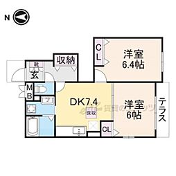 フォレストパーク弐番館 2DKの間取図画像