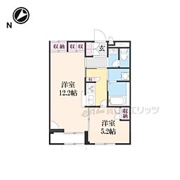 レオパレスカルマ 1LDKの間取図画像