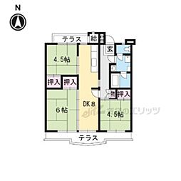 びわ湖美空第2団地4号棟 3DKの間取図画像