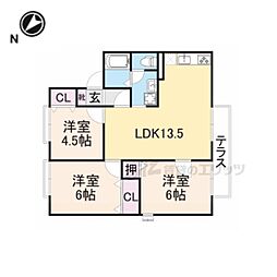 レークハイツ御前 3LDKの間取図画像
