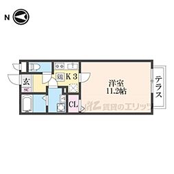 パレスハイジ 1Kの間取図画像