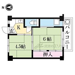ビレッジハウス加田二号棟 1DKの間取図画像